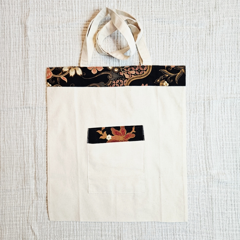 Handmade Muslin And Batik Tote Bag One Of A Kind